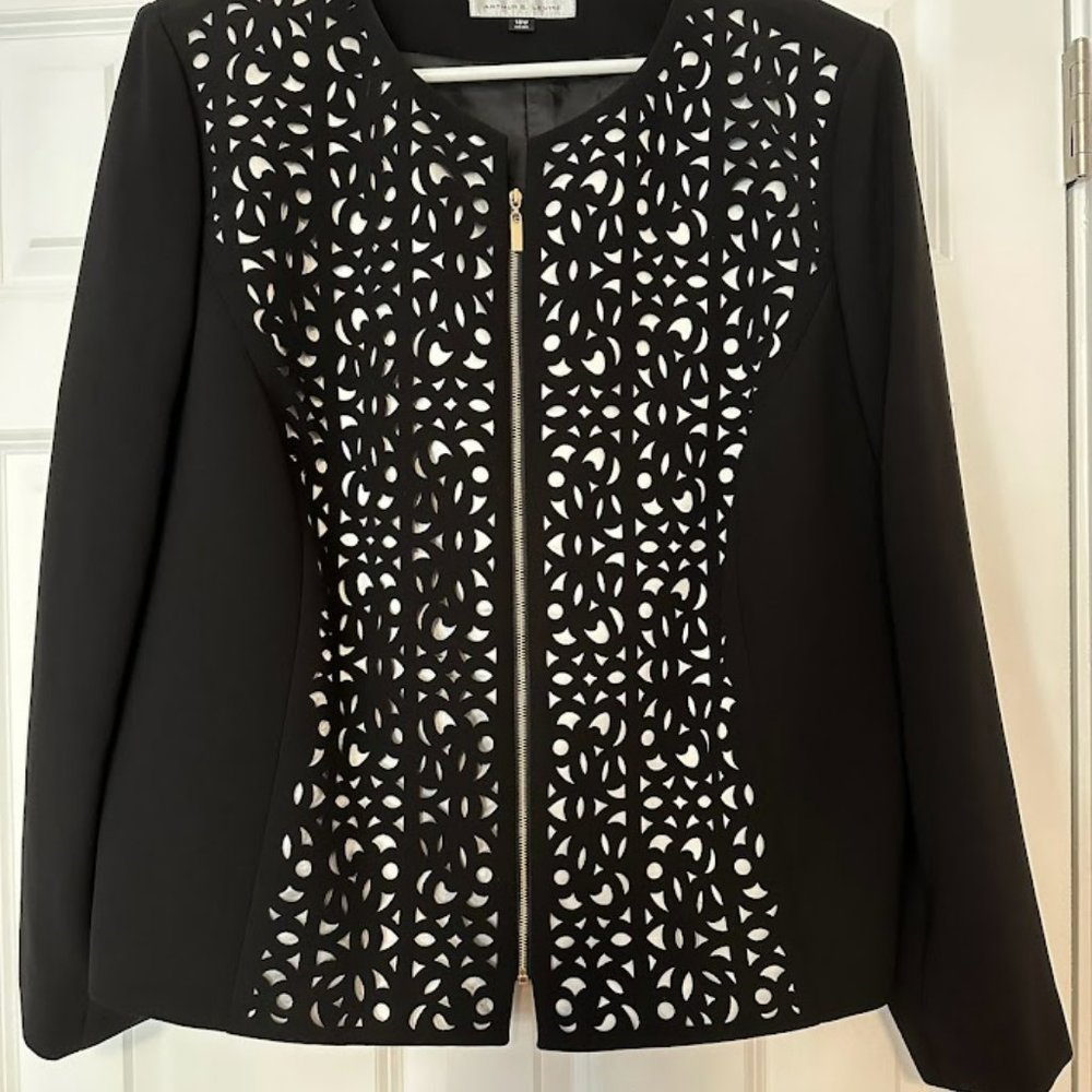 Tahari ASL Womens Laser Cut Business Jacket